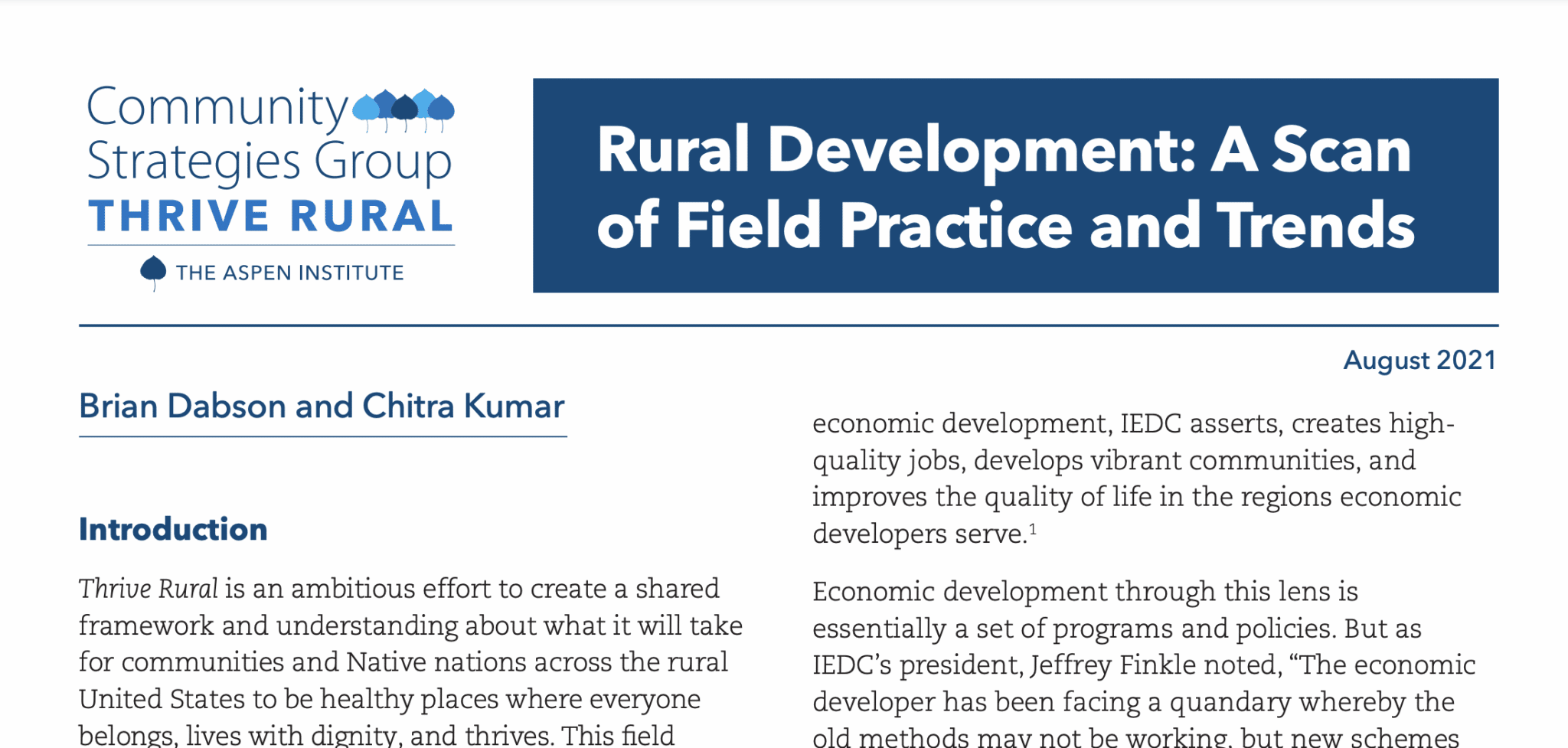 Rural Development Field Practice And Trends Aspen CSG