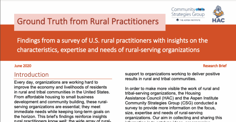 Ground Truth From Rural Practitioners Aspen CSG